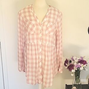 TORRID Emma Babydoll Twill Button-Front Tunic Top